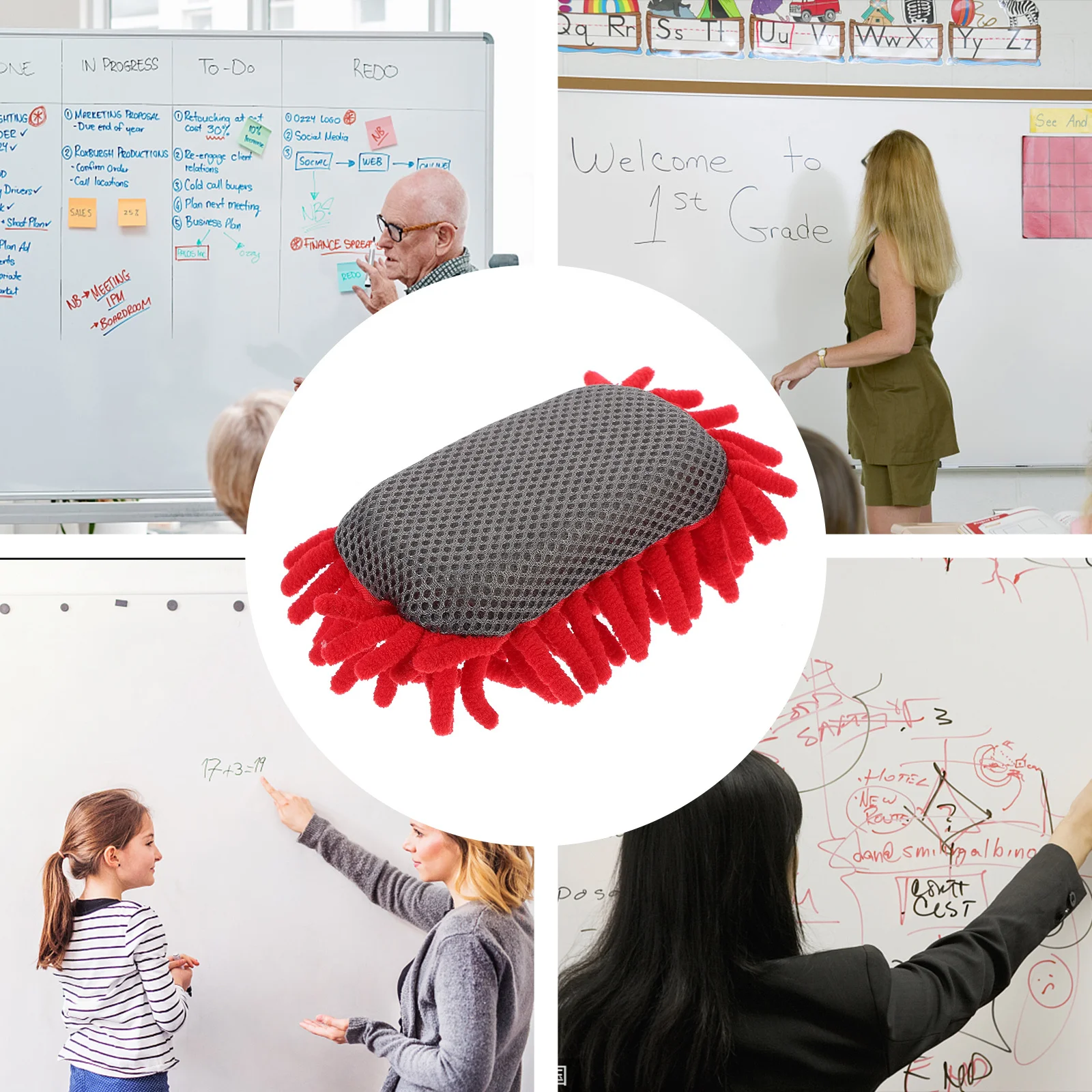 

3pcs Whiteboard Eraser Blackboard Cleaner Chalkboard Wiper Dry Erase Board Duster Chenille Cleaning Sponge For Home Office