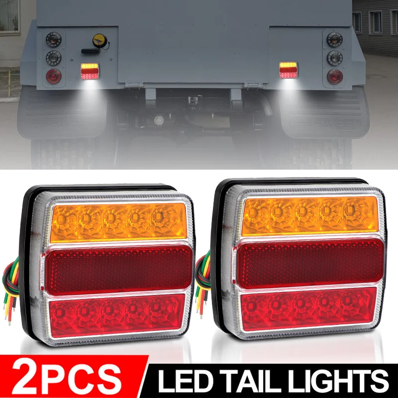ATVOV Waterproof 2x LED Car Trailer Truck Tail Light Rear Turn Signal Rear Fog Indicator License Plate Lamp 12V 24V Boat Lorry