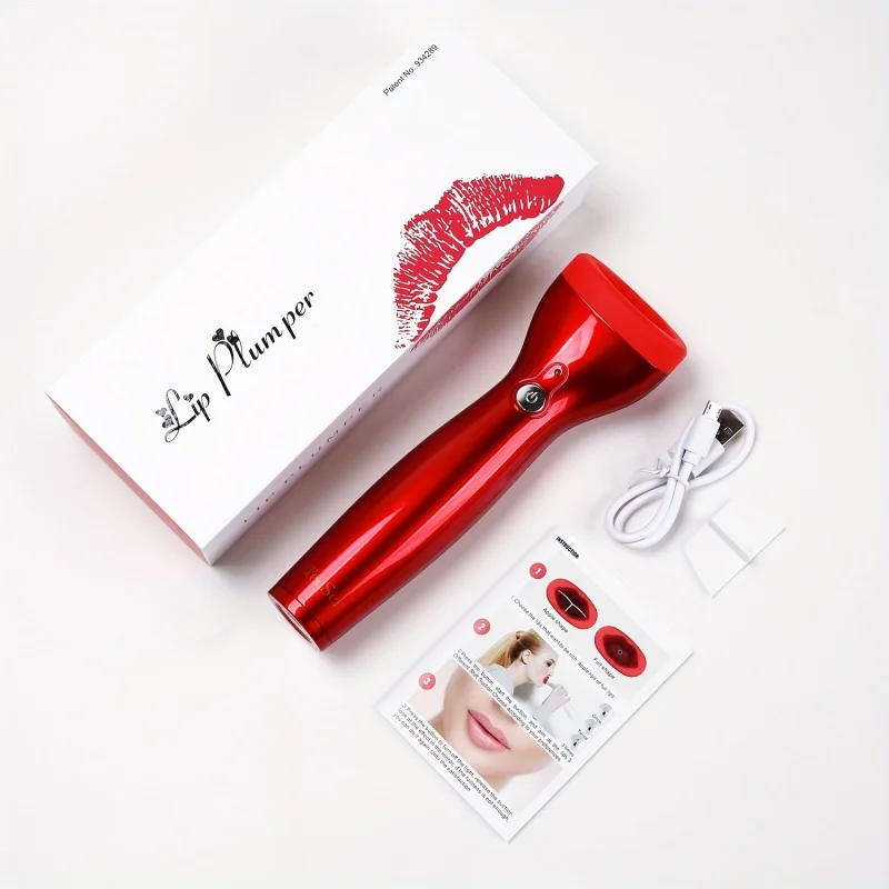 Red Electric Lip Plumper Automatic Lip Enhancer Lip Fuller Device 3 Strength Lip Thicker Tool