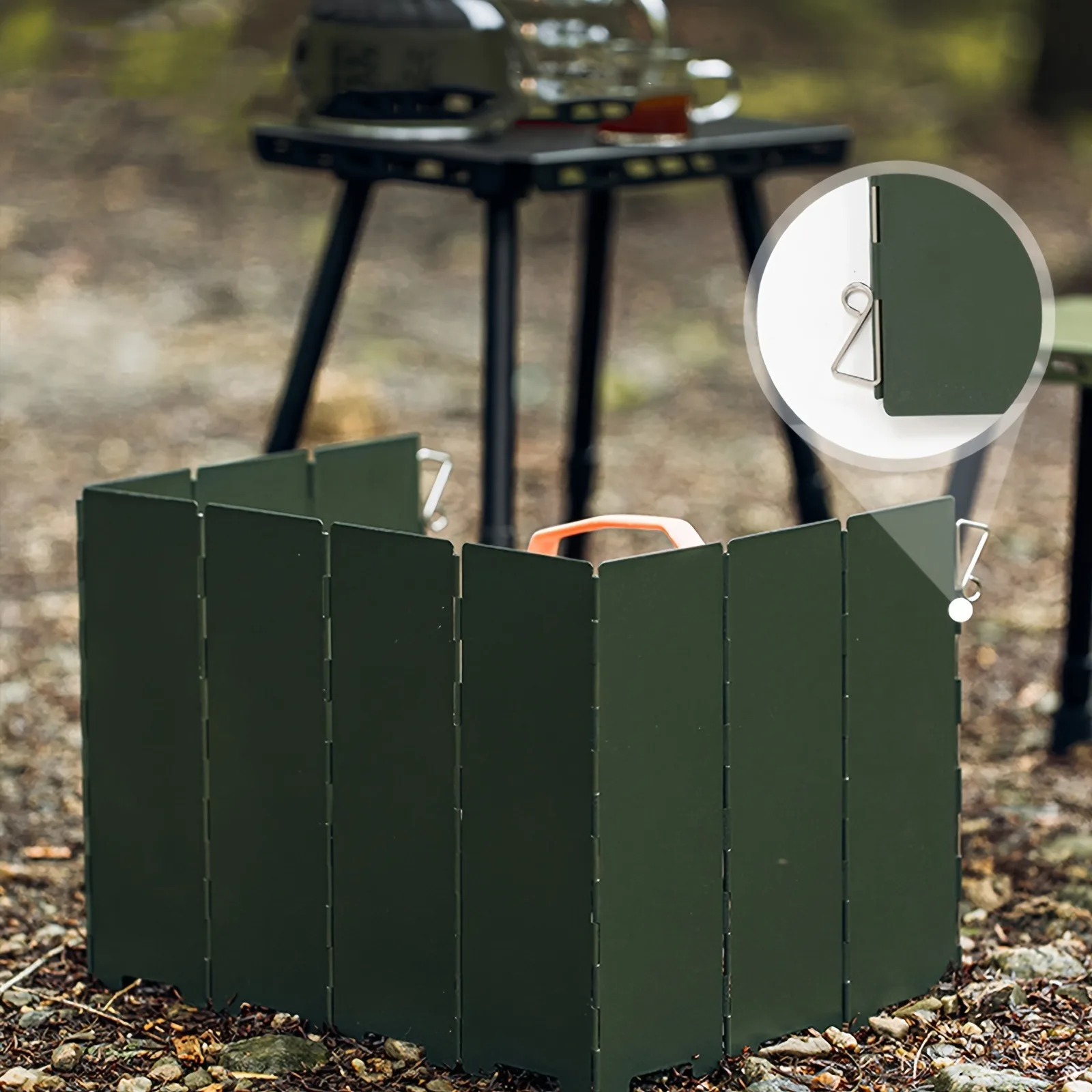 Faltbarer Campingkocher-Windschutz, 10-Platten Verdickter Windschirm mit Tragetasche für Outdoor-Camping-Kassettenkocher – Detail 6