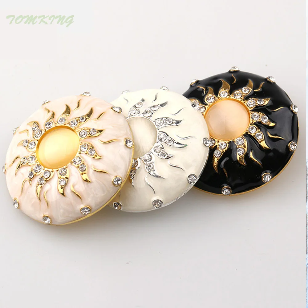 new fashion 40mm High-grade beads rhinestone big gold carfts decorative Button for women Mink coat sewing accessory scrapbook