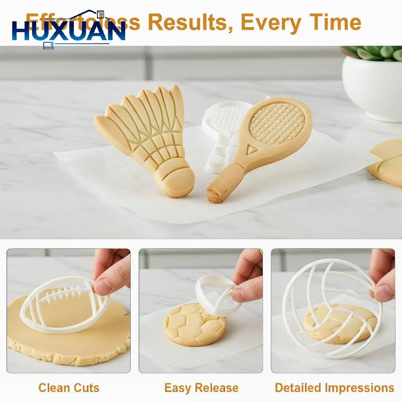 Sports Cookie Cutter Football Rugby Basketball Badminton Tennis Shaped Cookie Molds For Birthday Cake Cupcake Decorations