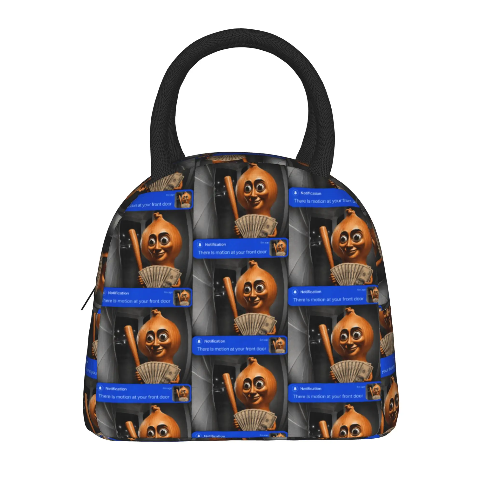 There is Motion at Your Front Door Onion Tung Sahur Lunch Bag  Vintage Lunch Box Outdoor Picnic Thermal Tote Handbags For Child