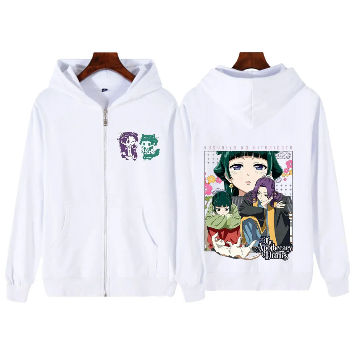 Anime The Apothecary Diaries Grafik-Reißverschluss-Hoodie für Männer und Frauen, Hip-Hop-Sweatshirt mit langen Ärmeln, lockere, lässige Harajuku-Jacke mit Reißverschluss – Detail 3