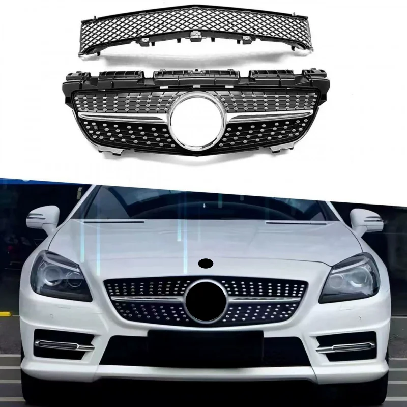 Car Front Bumper grill for Mercedes Benz SLK-Class R172 SLK200 SLK250 SLK350 11-16 modified Mask net Radiator bottom grille