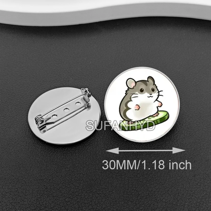 1 Pcs Stainless Steel Cute Guinea Pig Brooch Women Lovely Hamster Glass Cabochon Badge Cartoon Mouse Pins for Girls
