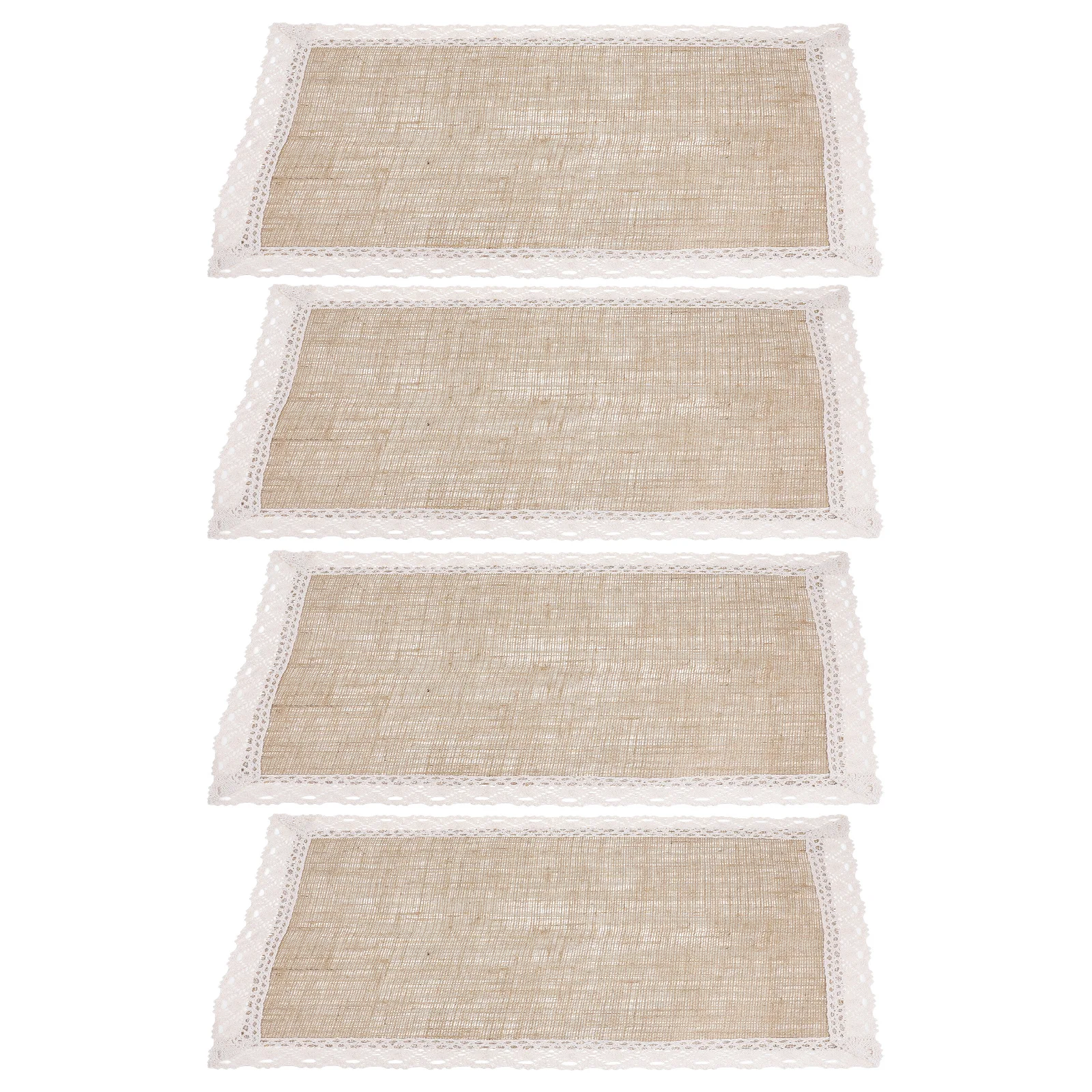

4 шт., натуральные джутовые салфетки, термостойкие кружевные края, 45x30 см, коврики для стола в фермерском доме, День благодарения, Рождество, повседневное использование