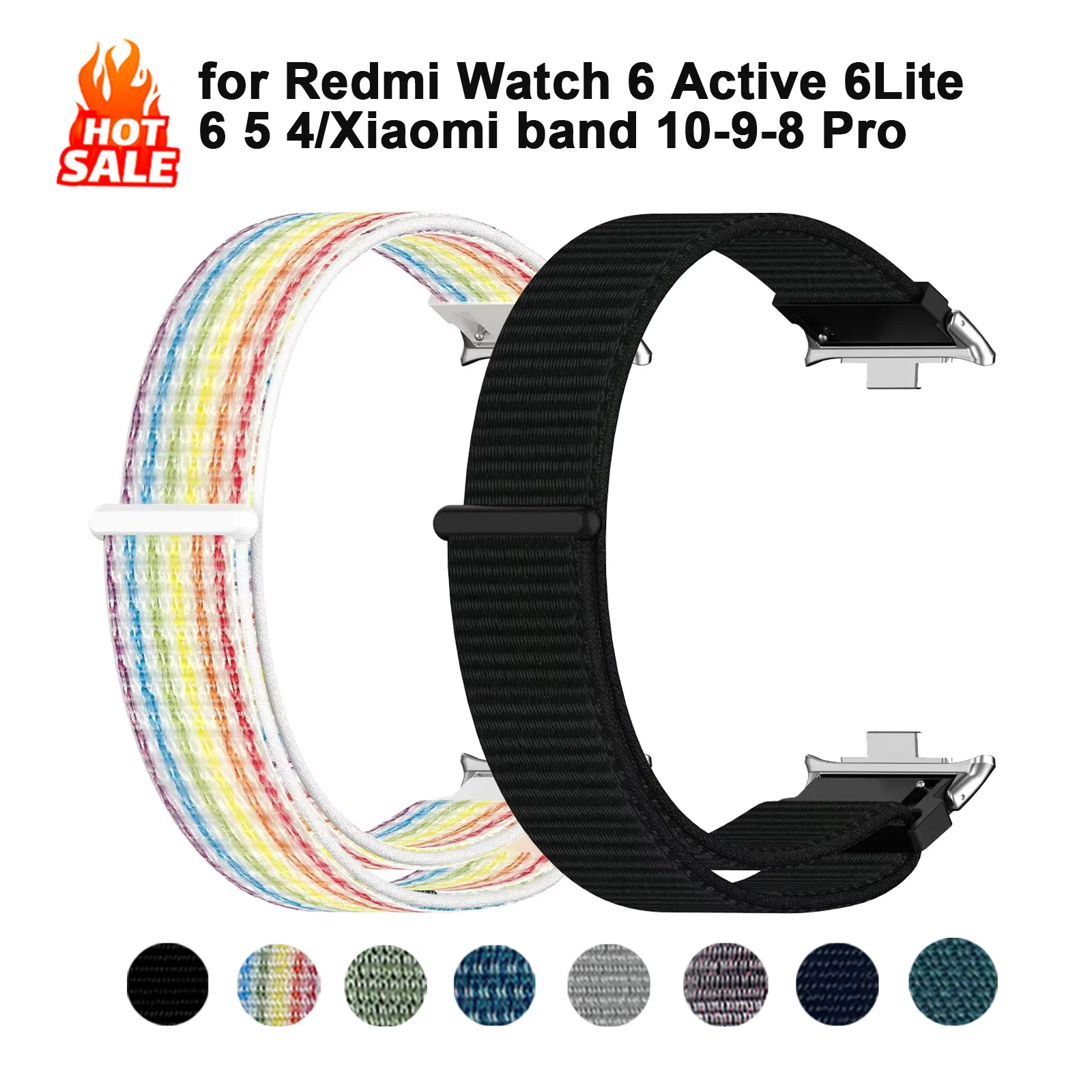 Nylon Strap For Redmi Watch 6 Active 6Lite 6 5 4 Sport Strap Wristband For Xiaomi Mi Band 10-9-8 Pro Accessories Loop Bracelet