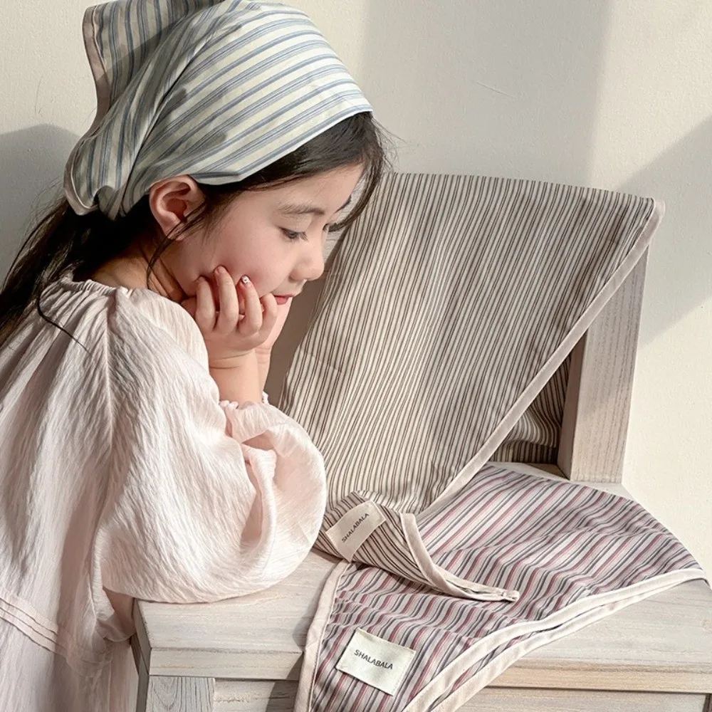 

Vintage Korean Children's Scarf Plaid Striped Triangle Bandana Boys Girls Sweet Waist Scarf Kids