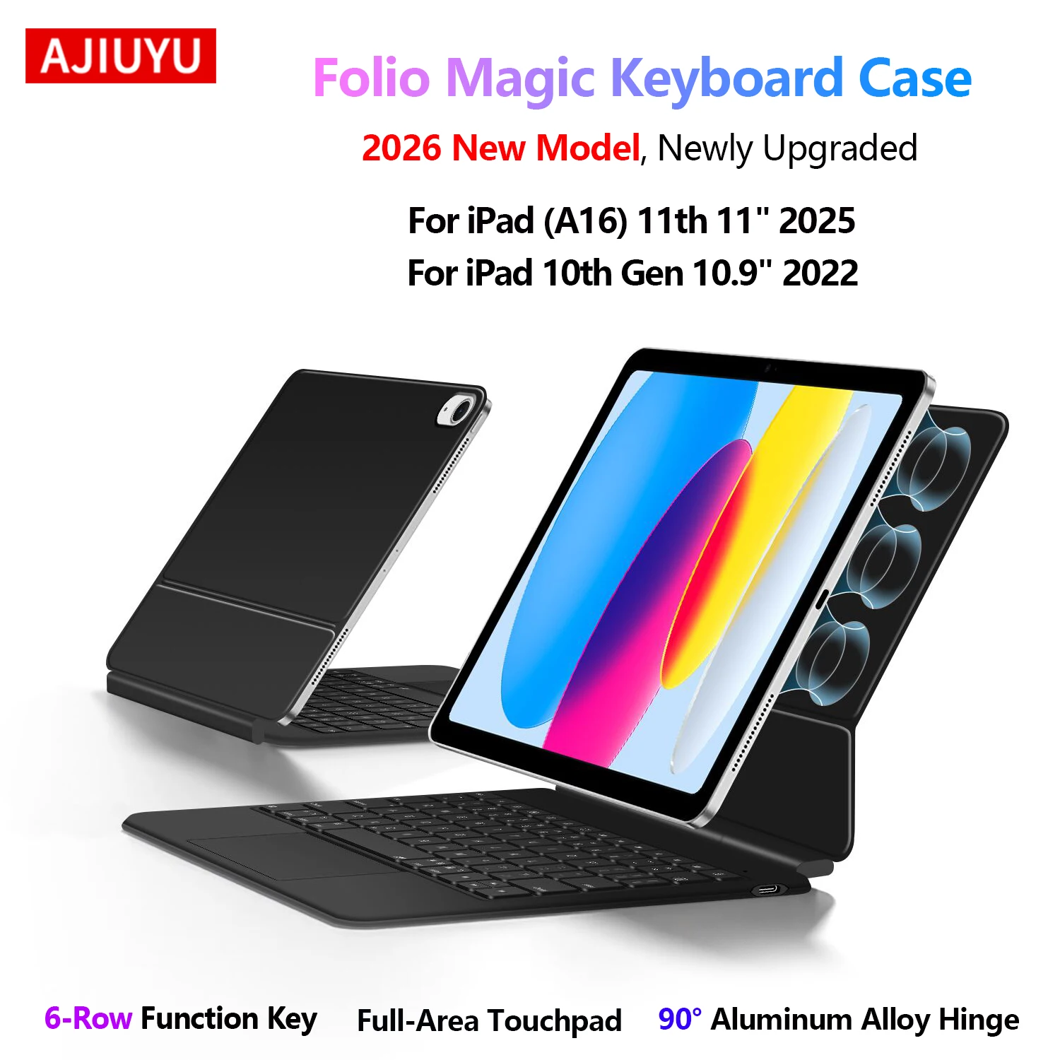 

Новая магнитная клавиатура Magic Keyboard 2026 года для iPad 10 (10-го поколения, 2022 г., 10,9 дюйма) и iPad A16 (11-го поколения, 11 дюймов) с тачпадом и подсветкой