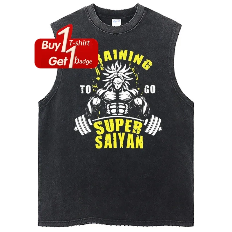드래곤 볼 애니메이션 맨 민소매 셔츠 여름 Y2k 체육관 의류 빈티지 캐주얼 루즈 탱크 탑 streetwear 그래픽 하라주쿠 조끼