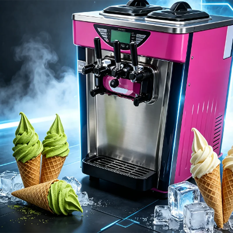 Ice Cream Maker Machine New Appliance for Making Ice Cream Requires Ingredients Syrup Powder Milk Water