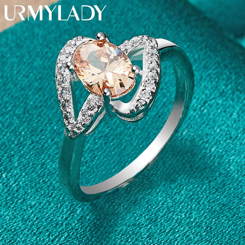 URMYLADY 925 srebrny szampan klejnoty 7-10 # pierścień dla kobiet ślub zaręczyny Fashion Party urok biżuterii — zdjęcie 6