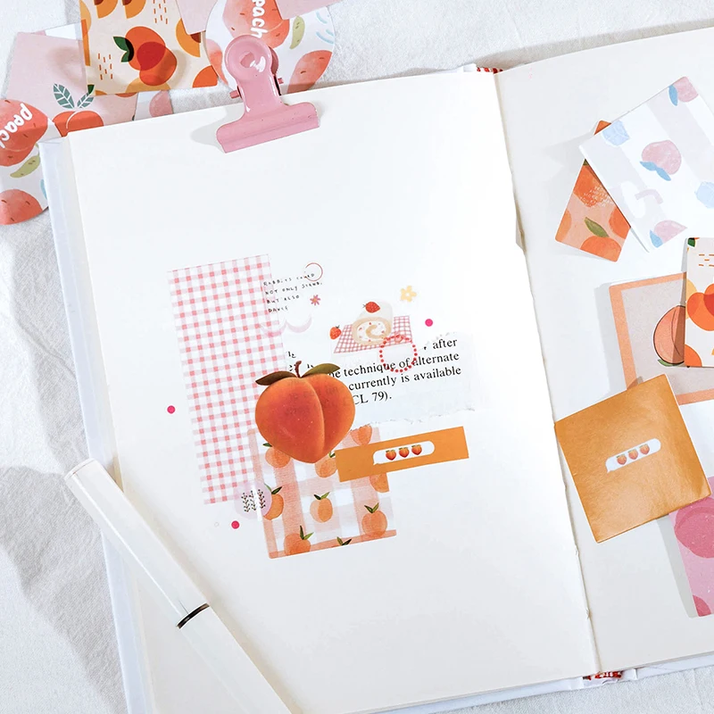 45pcs Cute Peach Box Stickers Packaging Decorative Stickers DIY Label Decoration Student Gift Stickers