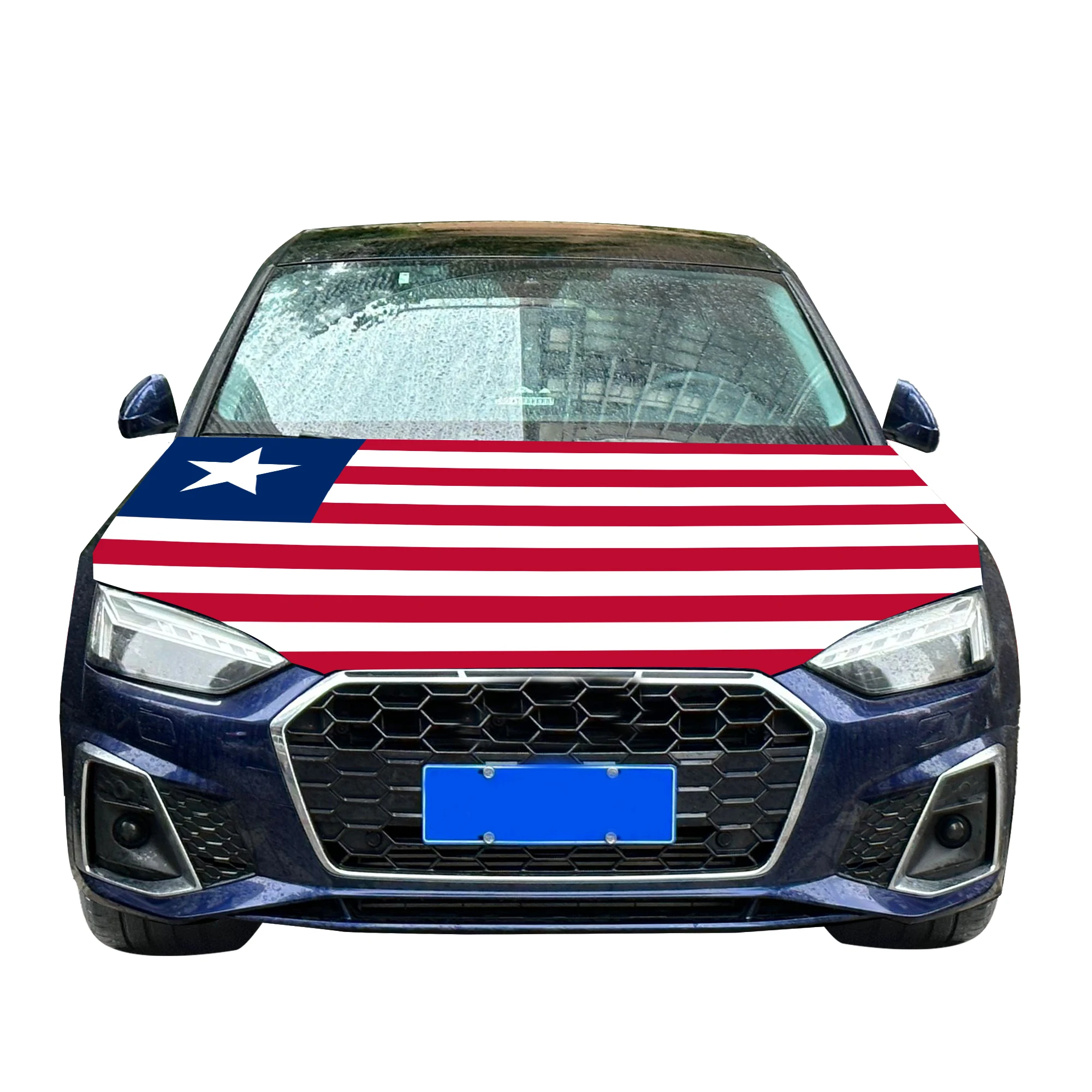 Liberia Car Hood Cover Flag  Universal Size Elastic Polyester 120x150cm for Car Decor