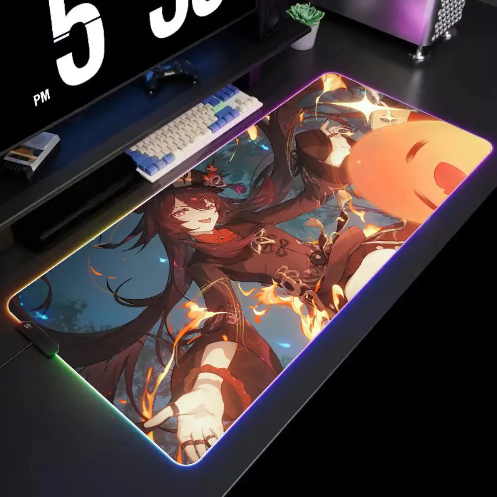 

Игровой коврик для мыши Hutao RGB с подсветкой, большой коврик для стола, аксессуары для геймеров