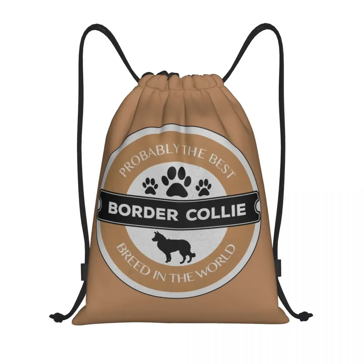 Custom Border Collie Beste Ras Van Hond Trekkoord Tas Vrouwen Mannen Lichtgewicht Huisdier Poot Sport Gym Opslag Rugzak