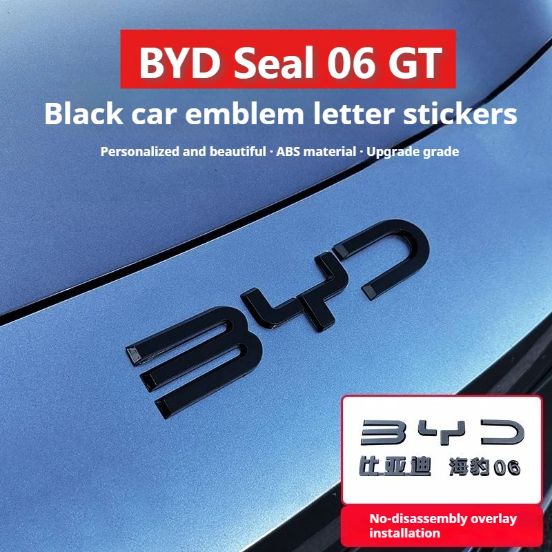 For BYD Seal 06 GT Front And Rear Emblem Blackening Modification Front Head Emblem Decal Glossy Black Rear Emblem