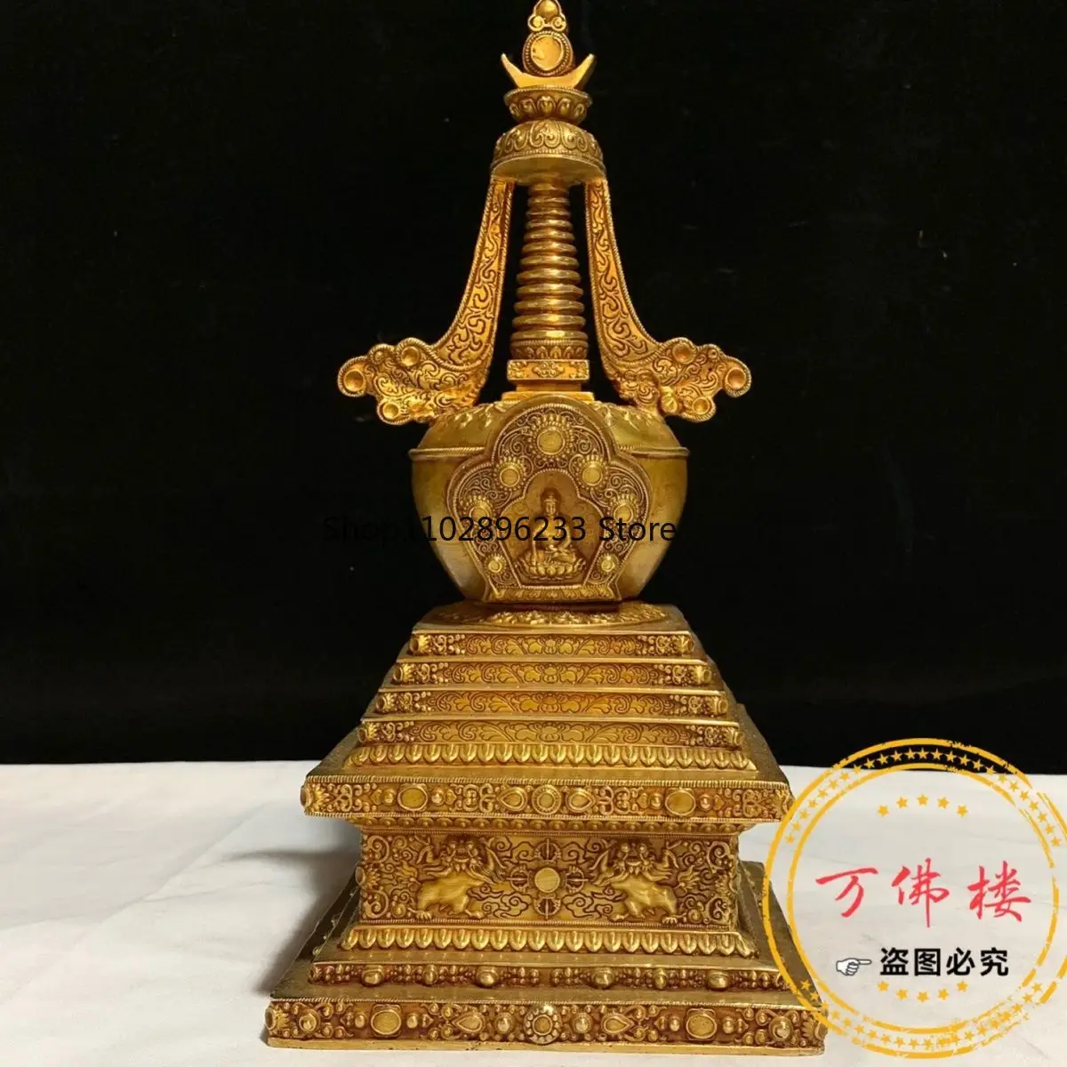 33 cm pure copper gilt Gadang Pagoda Tibetan Buddhist utensils, household offering ornaments, factory direct sales wholesale cus