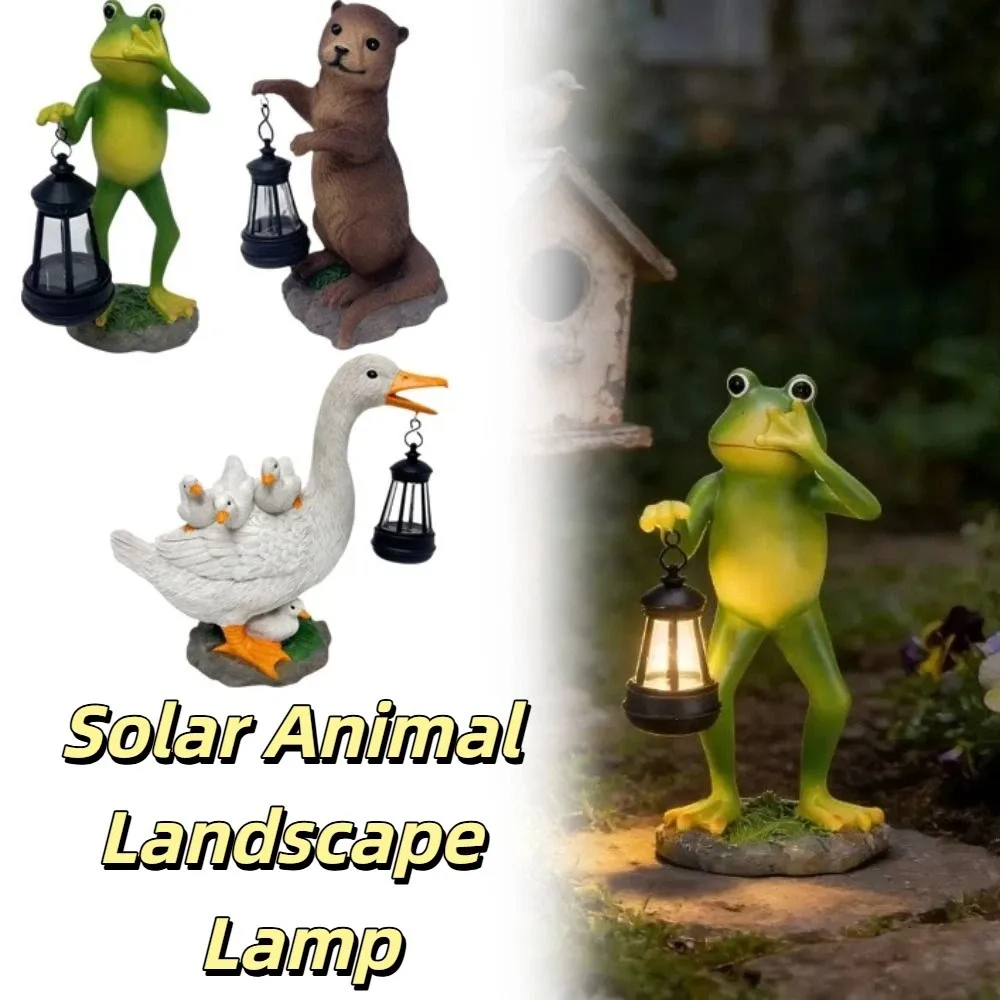 

Solar Powered Solar Frog Lantern LED Light Animal Figurine Waterproof Resin Frog Sculpture Pathway Decor Waterproof Resin