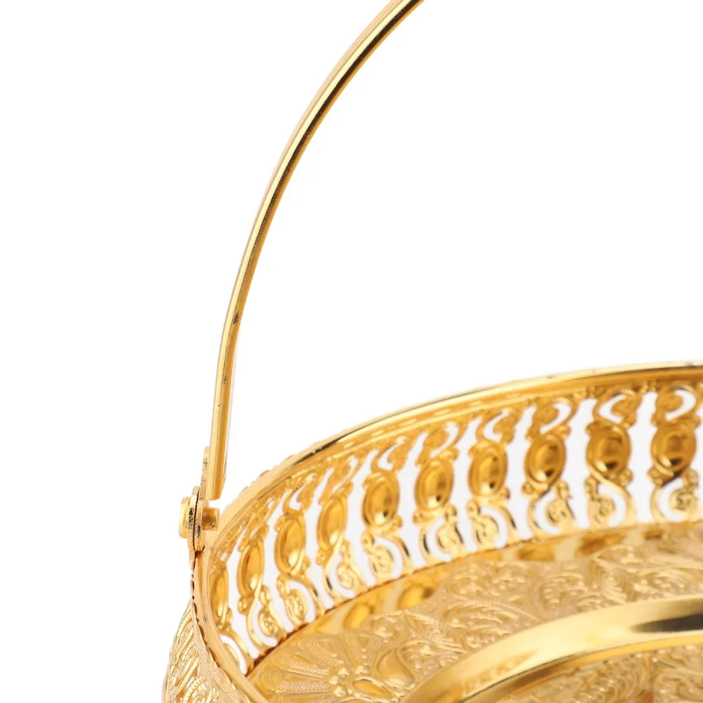 Platters Round Fruit Tray Alloy With Handle Dessert Plate Gold Exquisite Decorative Cake Plate For Bar