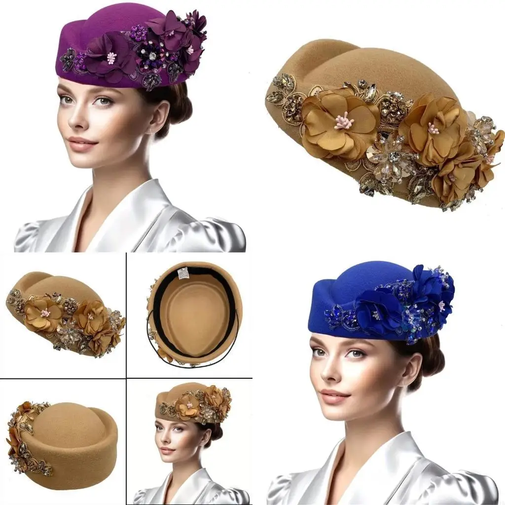

L5YA берет с 3D цветком, шляпа для коктейльной вечеринки, женская шляпа дерби, церковный головной убор, тематический костюм для