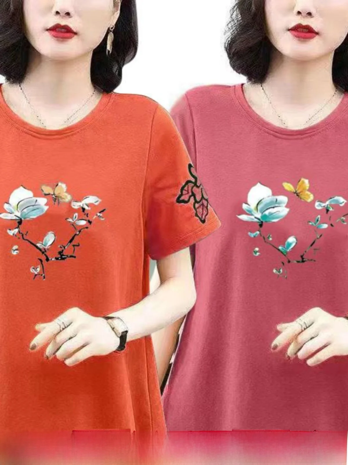 

Свободная женская футболка большого размера с круглым вырезом и коротким рукавом в корейском стиле, летний топ с принтом, модная повседневная одежда для женщин