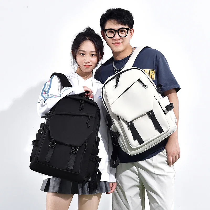

Stylish Solid Color Simple Backpack Large Capacity Multifunctional Backpack Waterproof Couple Student Computer Backpack