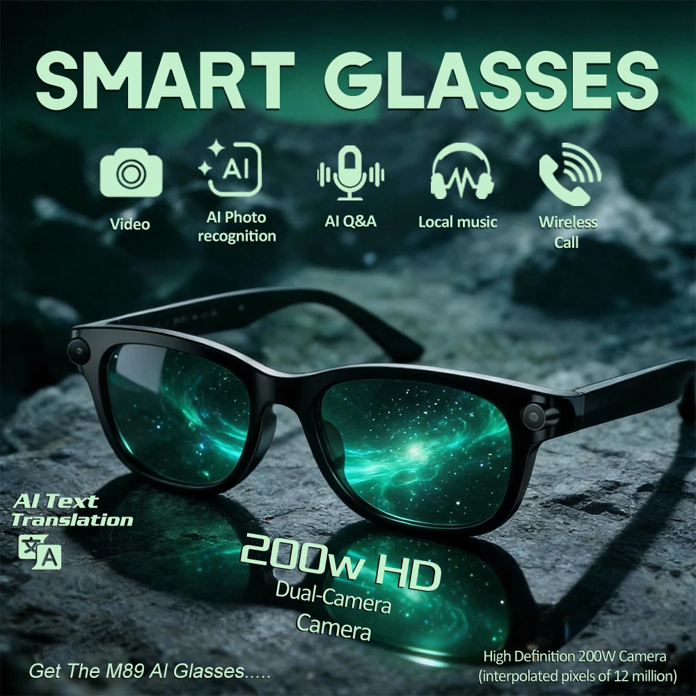 

2026 New Men AI Smart Glasses Color-Changing Translation Glasses 200W Camera Waterproof Call Photo Video Recording Sunglasses