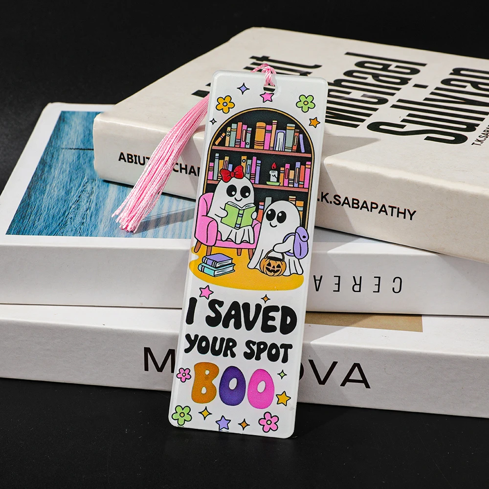 حامل صفحة الإشارات المرجعية للهالوين الشبح والهيكل العظمي للأطفال والمراهقين والكبار رائع للمكتبة المنزلية ونوادي الكتب والفصول الدراسية هدية إبداعية