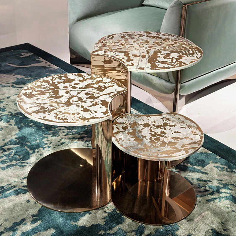 Postmodern light luxury edge few stainless steel small coffee table