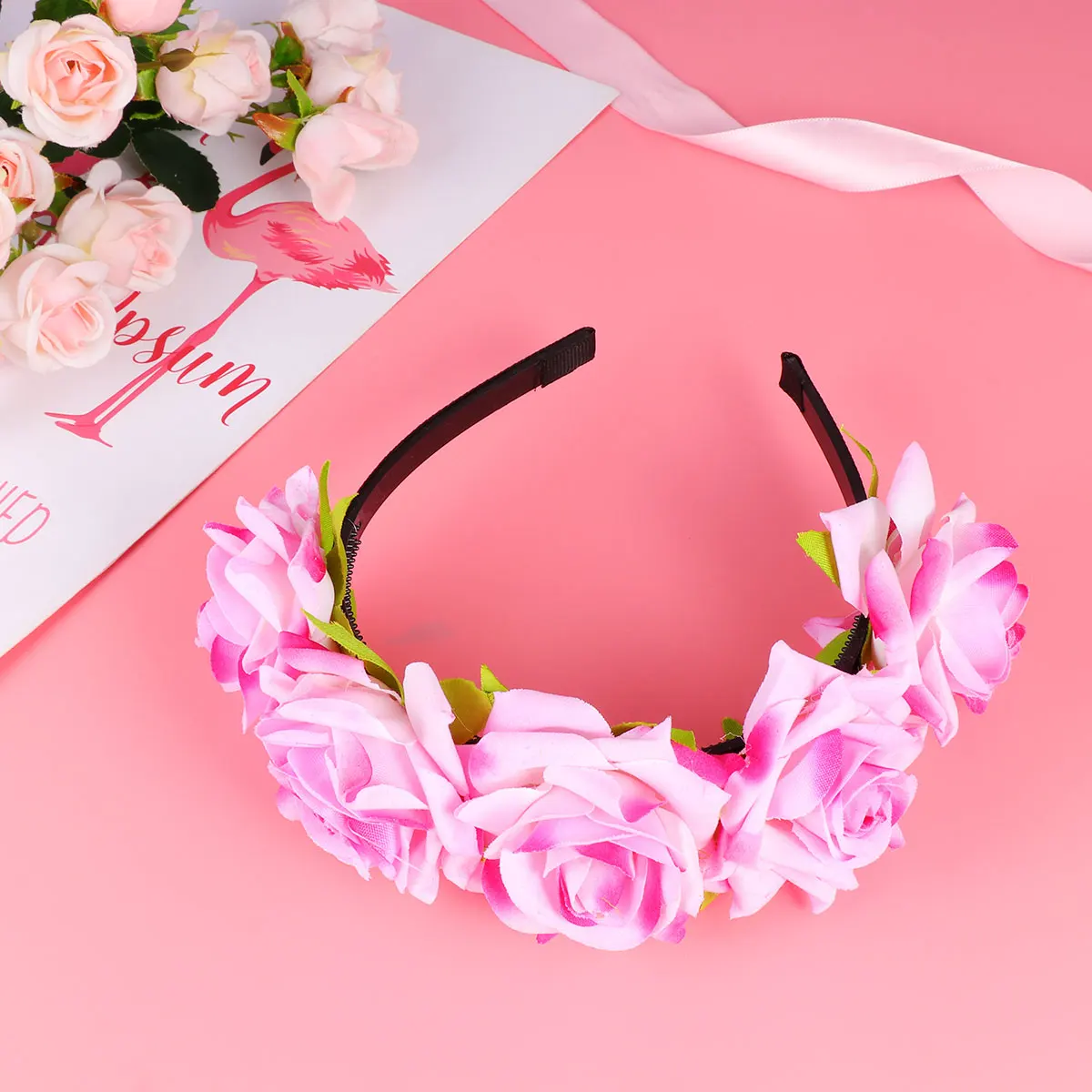 

1pc 3D Rose Hair Band Lightweight Women Girls Hair Accessories For Party Wedding Anniversary Gift (Light Pink)