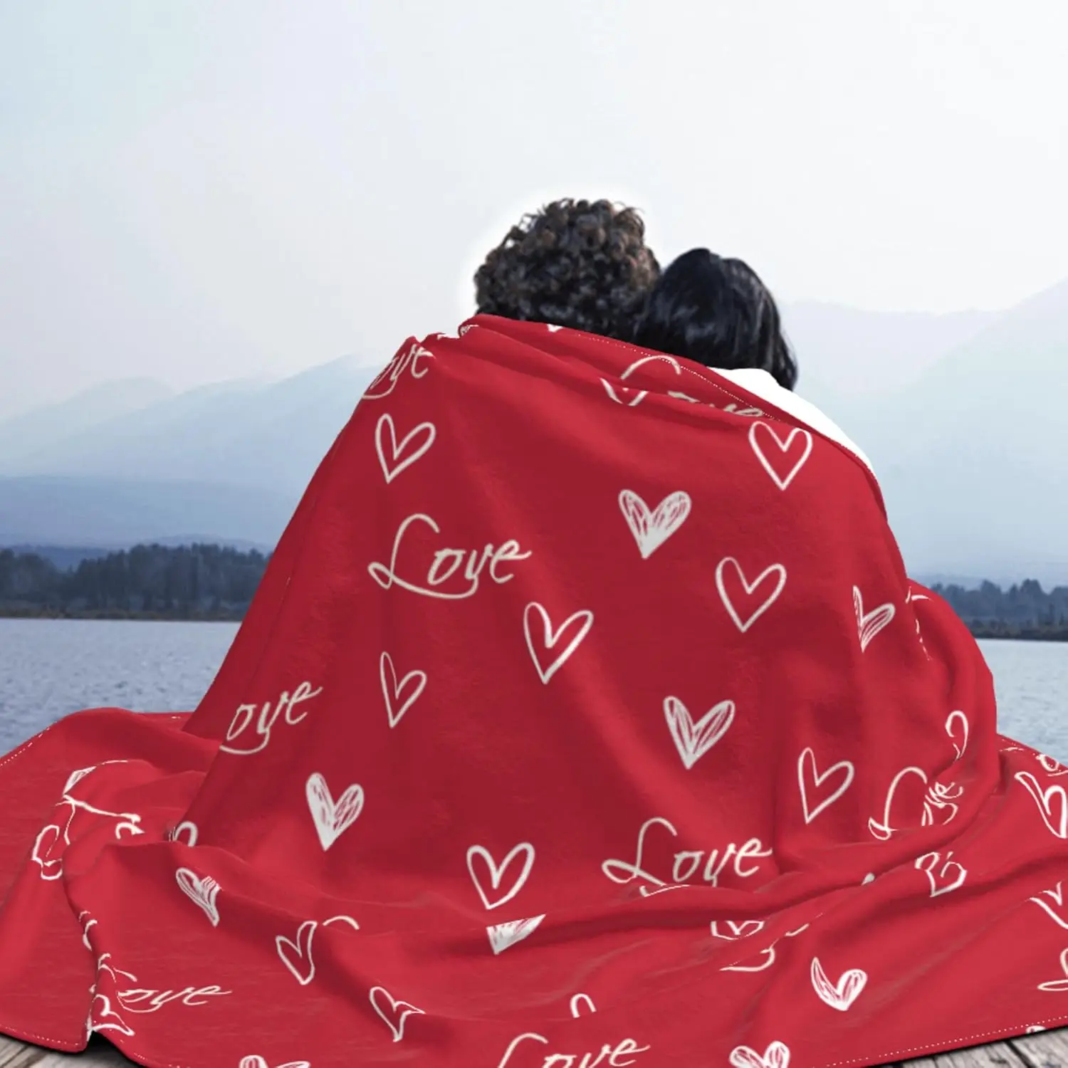 

Valentine's Day Blanket Super Soft Furry Warm Comfortable Red Love Blanket Couple Gift Throw Holiday Theme Decoration