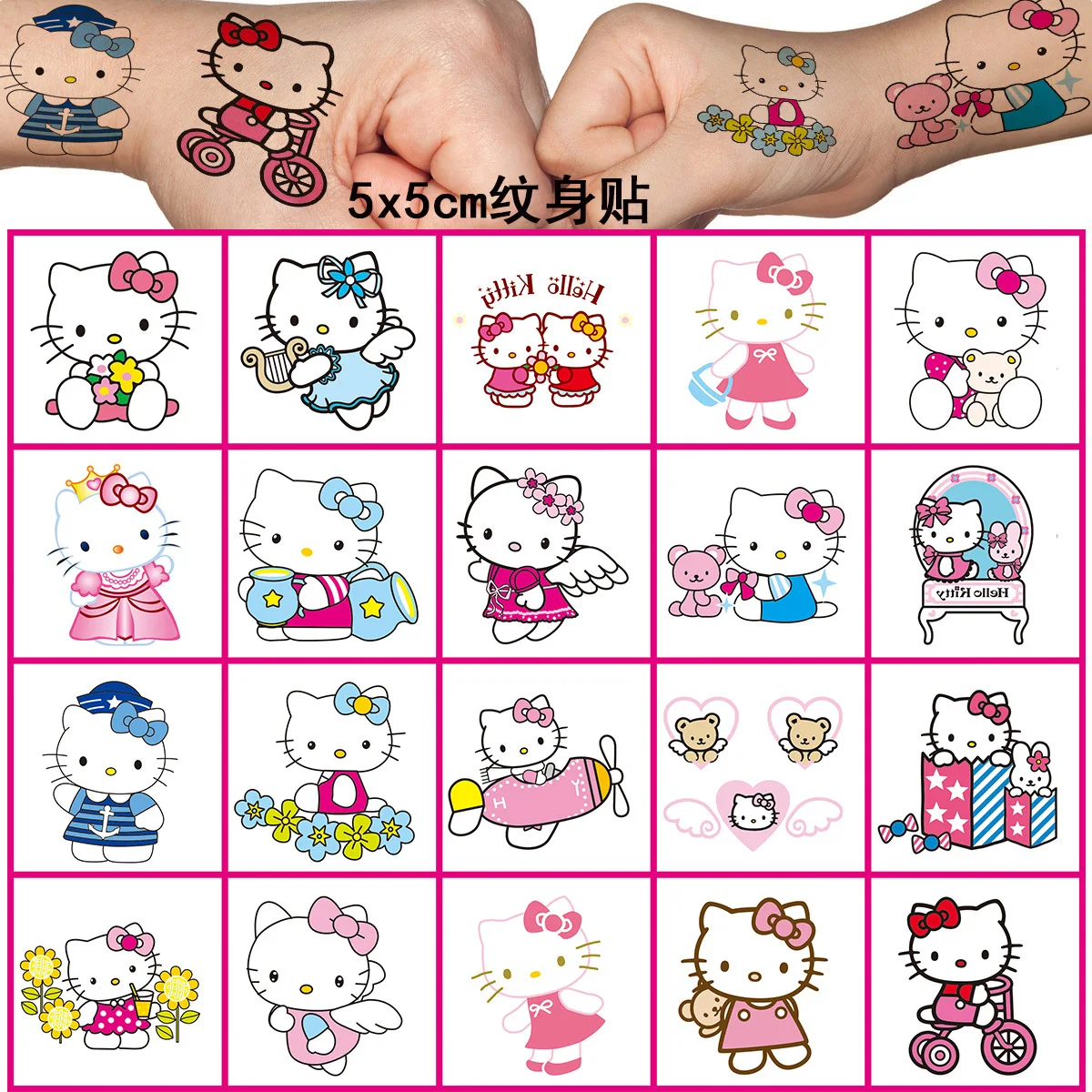 Sanrio Hello Kitty Tattoo Stickers Cartoon Cute Kids Reward Stickers Birthday Party Suppliefor Decoration Kids Christmas Gifts