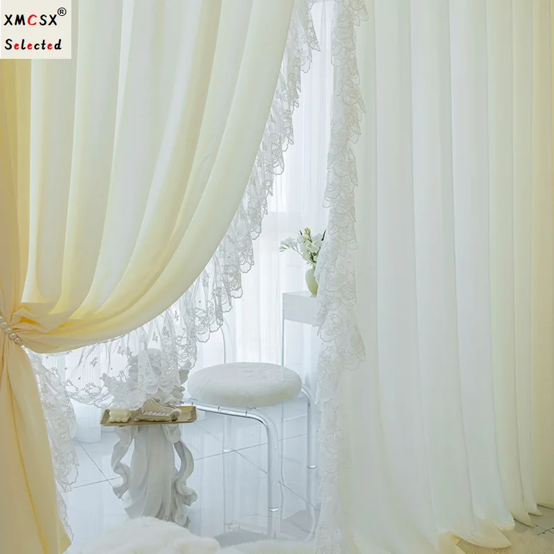 

Lace Gauze Curtains for Living Room Bedroom Korean Princess Home Decor Soft Fabrics Luxury Romantic Opaque Door Window Screens