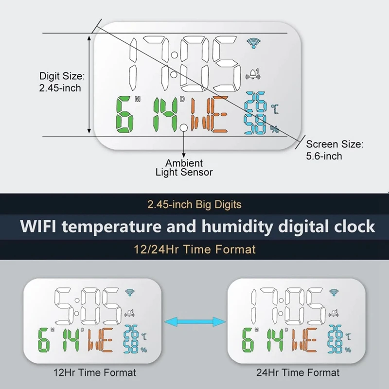 Tuya Wifi Uhr Kalender Intelligente Thermometer Hygrometer Mit Digital LED Display Unterstützung WIFI Automatische Kalibrierung