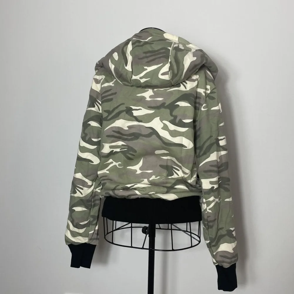 Y2K Vintage Army Green Camouflage Zip Up Jacket Women Harajuku Hot Girl Hoodie Goth Short Coat Sweatshirt Autumn Winter Clothing