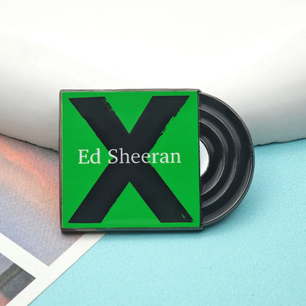 Ed Sheeran X Album Brosche Multiply Green Pop-Musik-Star-Fan-Anstecknadel Vinyl-Schallplatten-Abzeichen Britischer Sänger Schmuck Geschenk für Fans – Detail 11