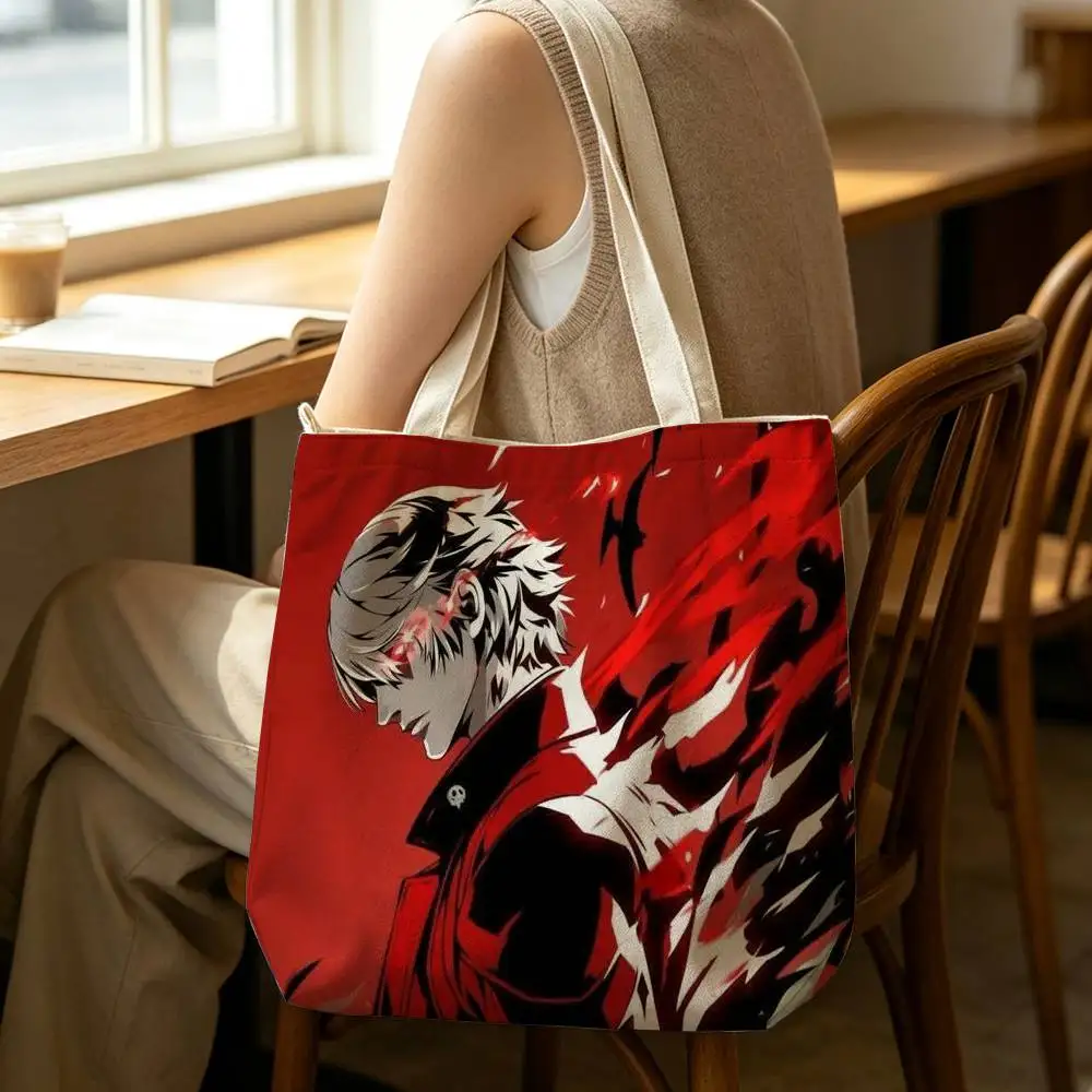D-Dante D-Devil May C-Cry Tote Bag for Women Reusable Shopping Tote Bag Zippered Shoulder Bags Print