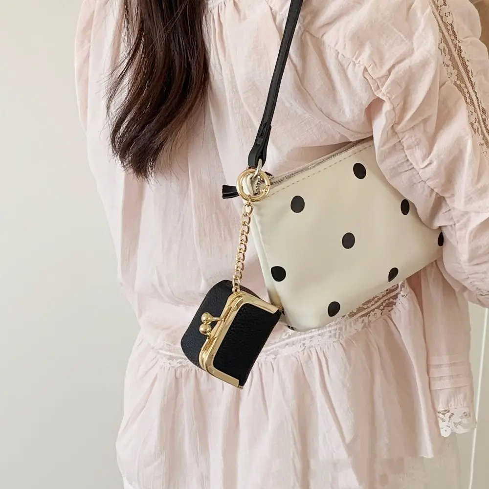 With Keychain Kiss Lock Coin Purse Mini PU Leather Leather Jewelry Bag Solid Color Multicolored Small Item Bag Jewelry Storage