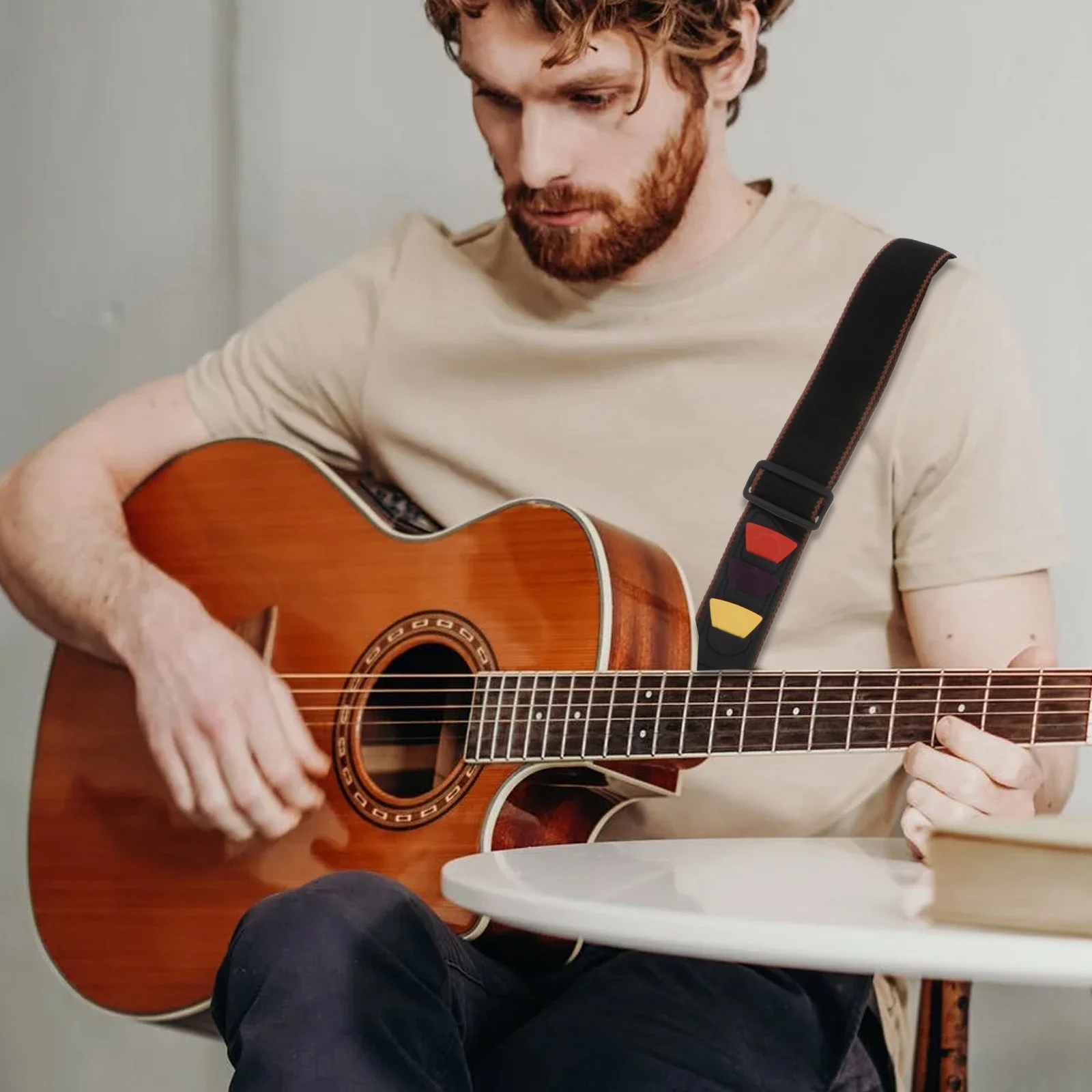 

Guitar Strap Durable Braided Cotton Premium Pu Folk Instrument Kit Guitar Shoulder Belt Music Performance Competition