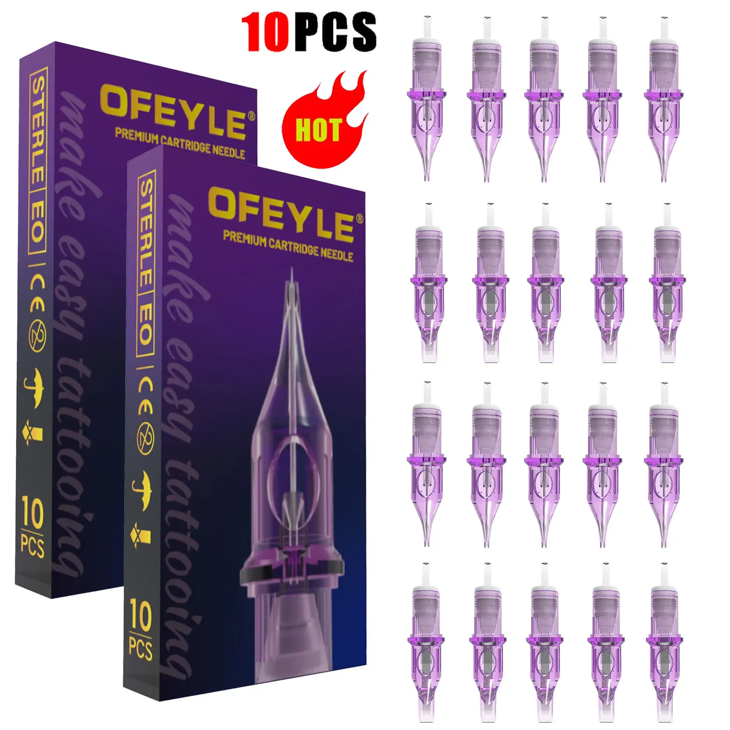 10pcs Tattoo Cartridge Needles Disposable Needles Rl Rs Rm M1 Series For Tattoo Machine For Eyebrow Eyeliner Permanent Makeup