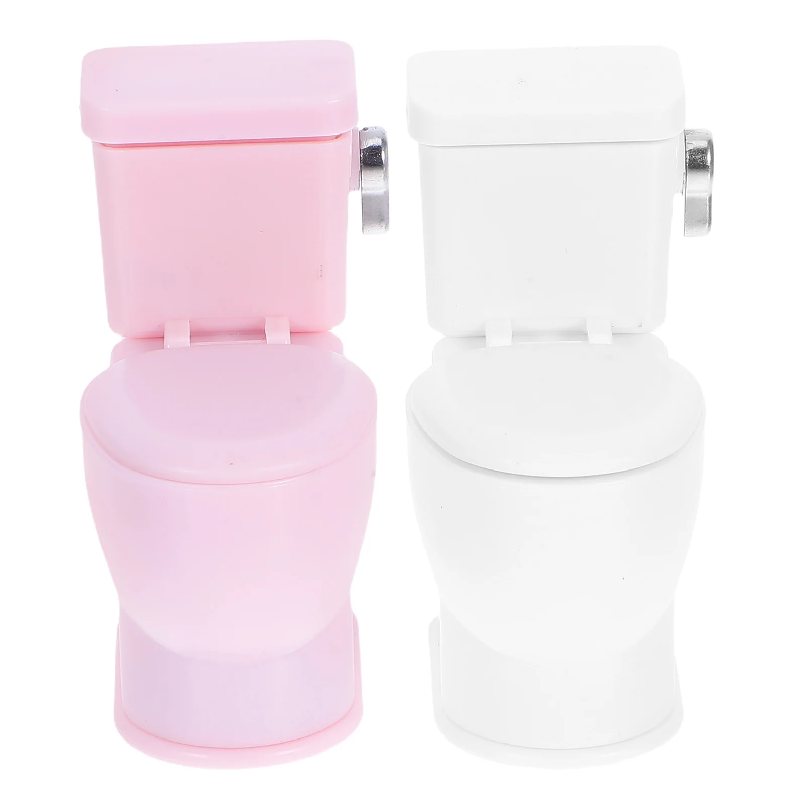 2 Pcs 인형 집 액세서리 현실적인 미니 화장실 소형 플라스틱 화장실 가구 세트 장식 작은