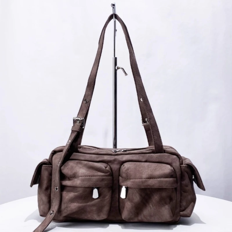 

Vintage Multi-functional Shoulder Bag Y2K Spicy Girl Multi-Pocket Soft PU Leather Motorcycle Bag Designer Handbags Purses 2025