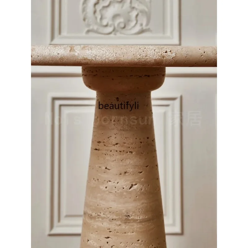 A4567 كريم نفق الرياح حجر طاولة طعام مصمم الإبداعية نموذج غرفة القصر مطعم الرخام طاولة طعام مستديرة صغيرة apar
