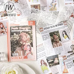 JIANWU The Thoughts of A Young Girl Series Vintage English Text Material Collage Sticker Book Creative Journal Stationery