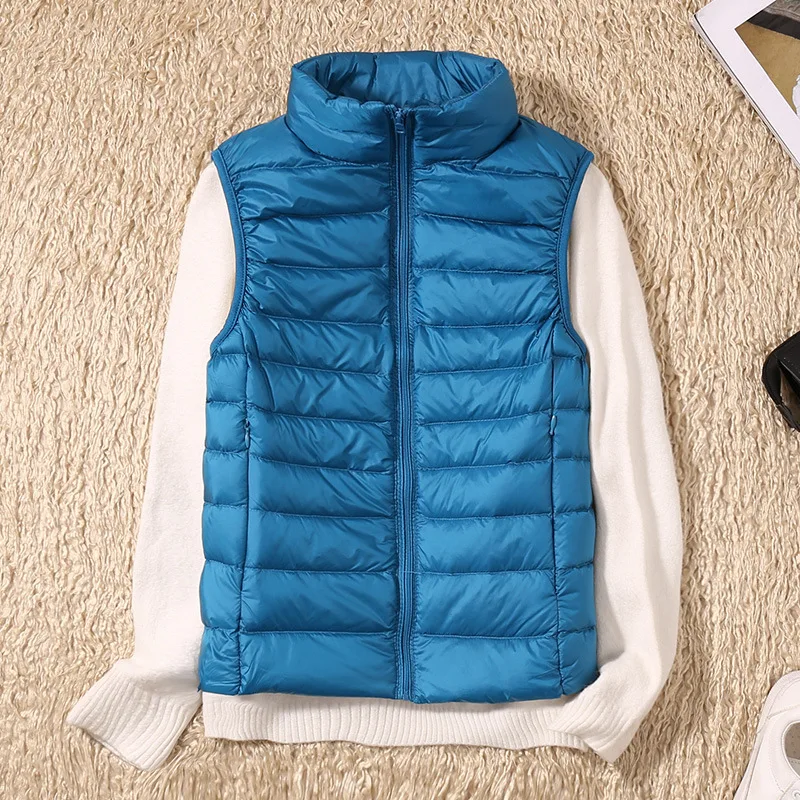 

Down Vest Sleeveless Jacket Women Autumn Winter Waistcoat Warm Parkas Coat Lightweight Stand Collar Zipper Outerwear Streetwear