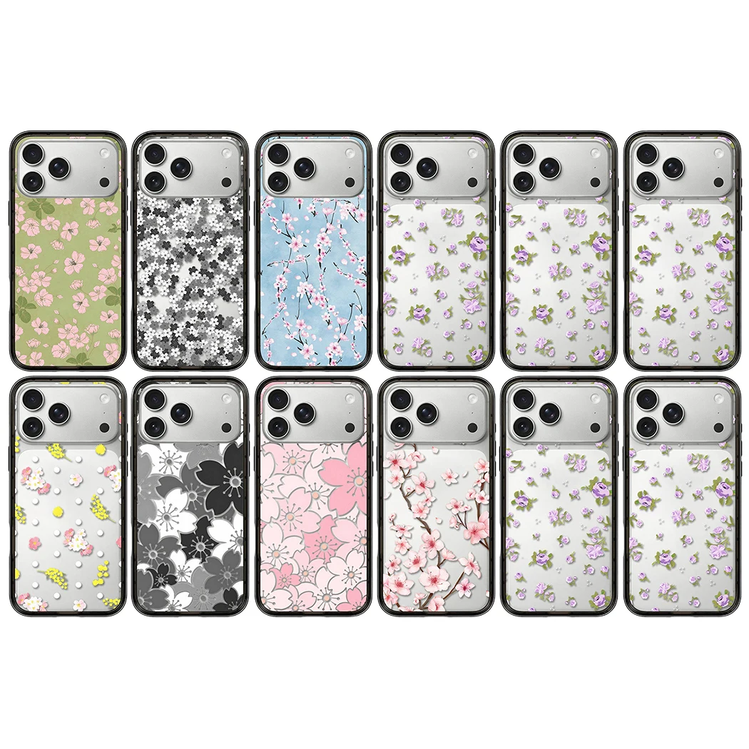 

Multicolor Spring Flower Compact Acrylic Magnetic Phone Case Cover for IPhone 13 14 15 16 17 Pro Max Case for IPhone 17 Air
