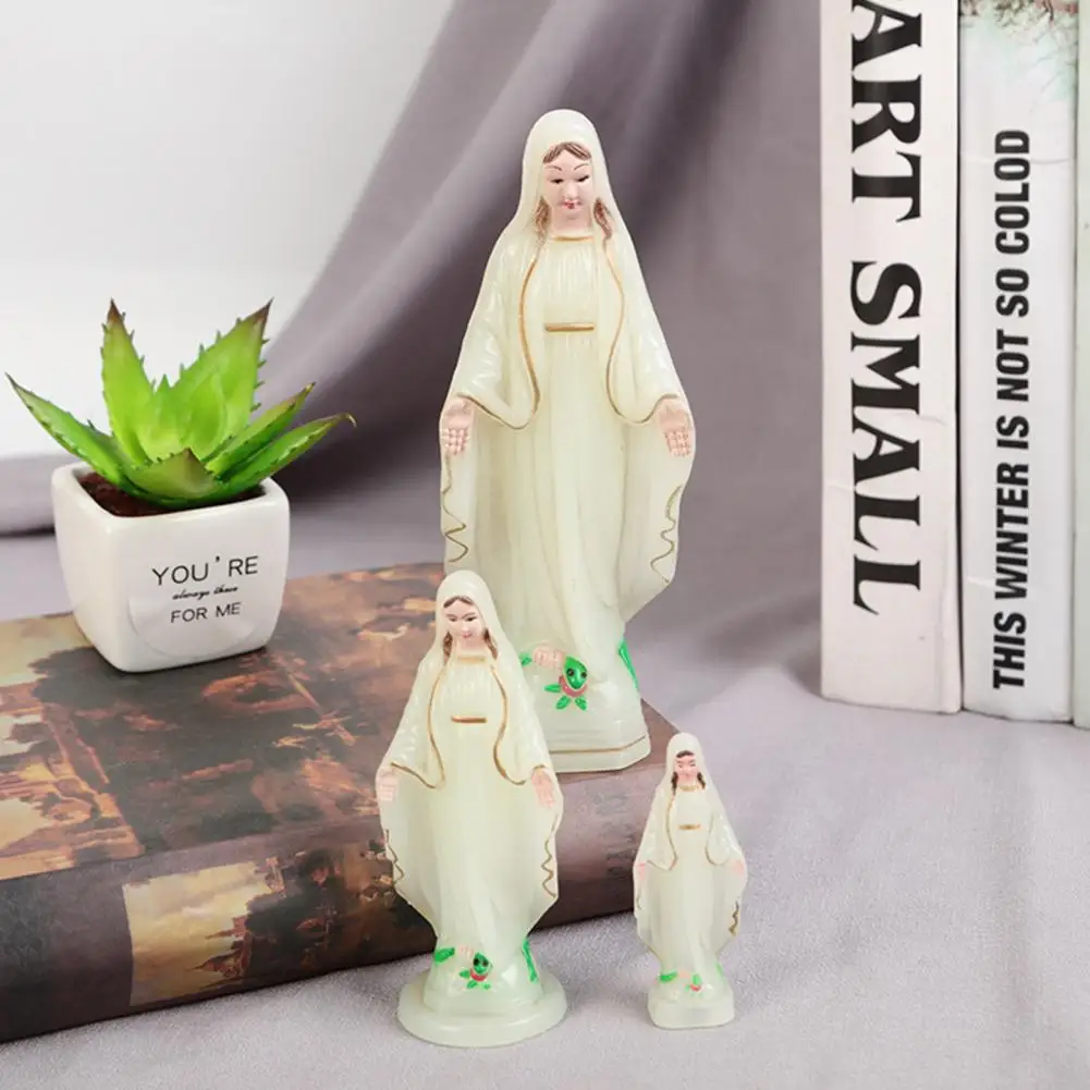 Catholic Virgin Mary Statue Woman Statue Classic Religious Gift Remarkable Details Plastic Awesome Luminous Art Figurine