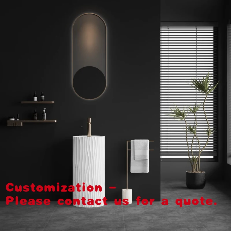 

Customize.Oem White Solid Travertine Sink Pedestal Basin Wash Hand Basin With Drainer Bathroom